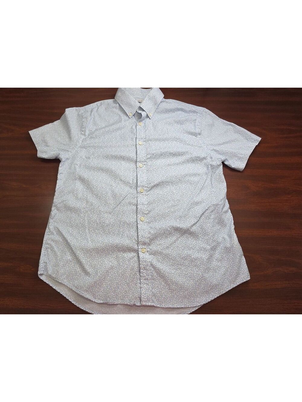 Jos A Bank 1905 Mens Large Blue Leaf Print Slim Fit Short Sleeve Casual Shirt